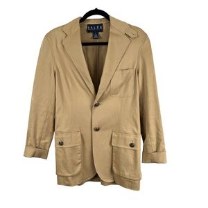 Ralph Ralph Lauren RRL‎ Women’s Tan Blazer Stretch Crest Buttons Size 4 Jacket